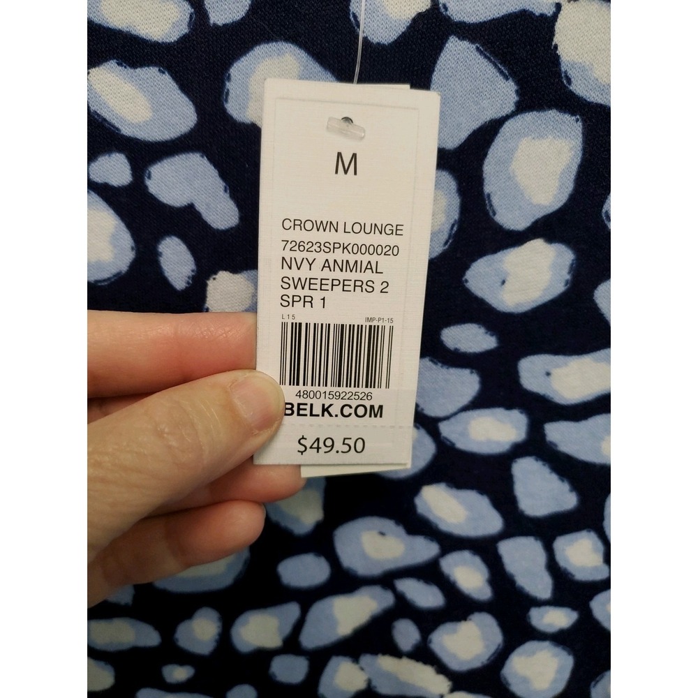 Crown & Ivy Lounge Navy Animal Pattern Oversized Sweatshirt Med NWT - Picture 3 of 10